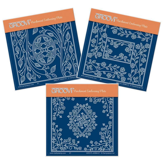 Tina's Oval, Rectangle & Diamond Parchlets Trio A6 Square Groovi Baby Plate Set