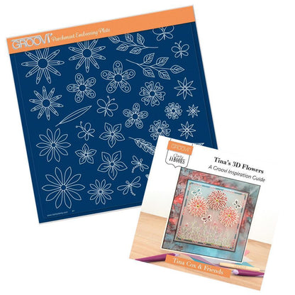 Tina's 3D Flowers Groovi Plate & ii Book Bundle