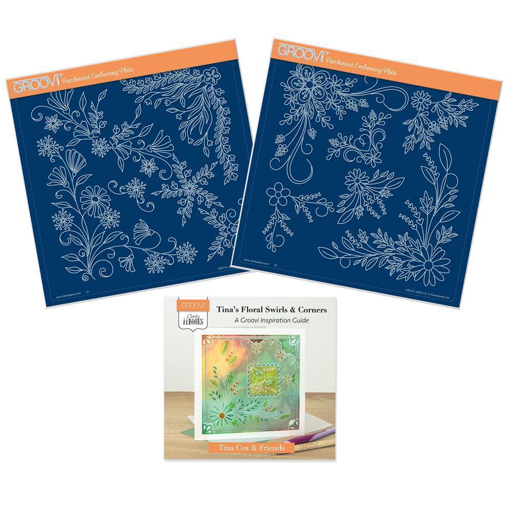 Floral Swirls & Corners A4 Square Groovi Collection by Tina Cox with ii Book