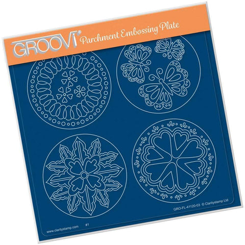 Josie's PTC Coins Butterflies & Hearts A5 Square Groovi Plate