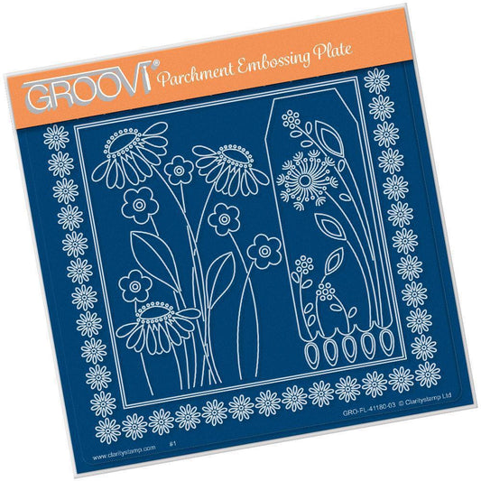 Tina's Daisy Frame & Dandelion Tag A5 Square Groovi Plate