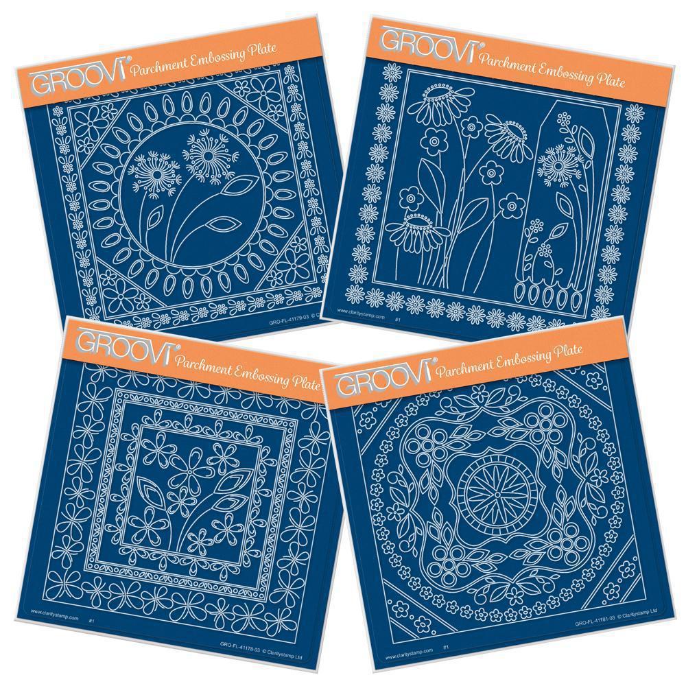 Tina's Flower Frames Quartet A5 Square Groovi Plate Set