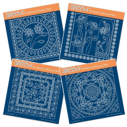 Tina's Flower Frames Quartet A5 Square Groovi Plate Set