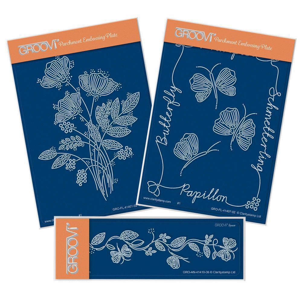 Tina's Floral Spray & Floral Flutterby A6 & Spacer Groovi Plate Trio