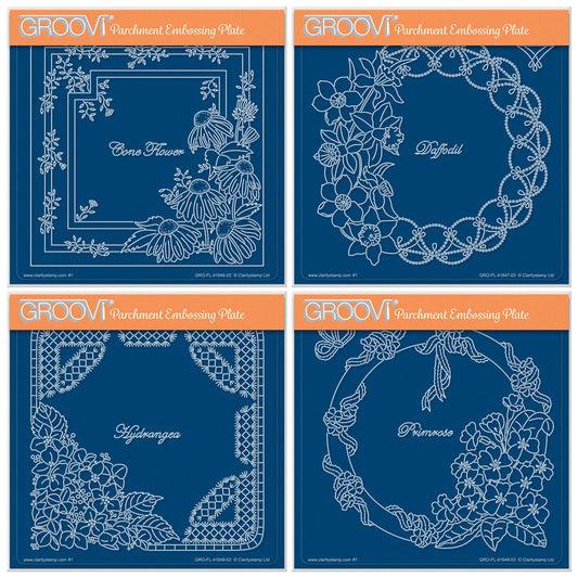 Linda's Flowers & Lace - Set 3 A5 Square Groovi Plate Quartet