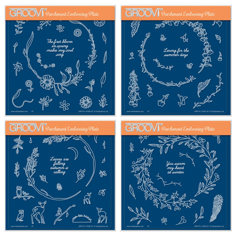 Barbara's Seasonal Wreaths Quartet A5 Square Groovi Plate Set