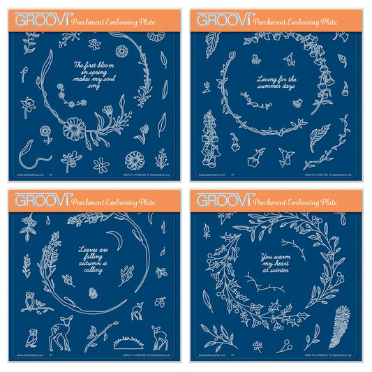 Barbara's Seasonal Wreaths Quartet A5 Square Groovi Plate Set
