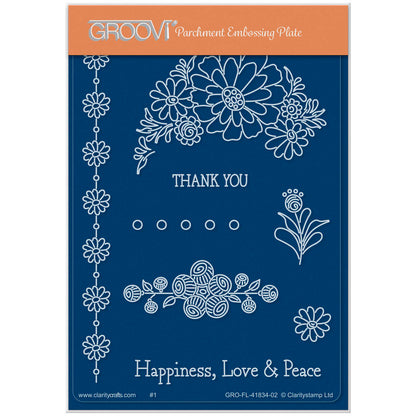 Tina's Springtime Flowers Thank You A6 Groovi Plate