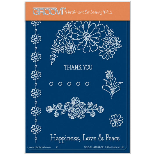 Tina's Springtime Flowers Thank You A6 Groovi Plate