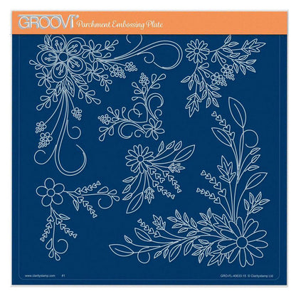 Tina's Small Floral Swirls & Corners 2 A5 Square Groovi Plate