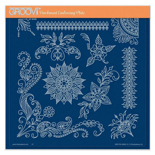 Tina's Small Henna Corners 2 A5 Square Groovi Plate