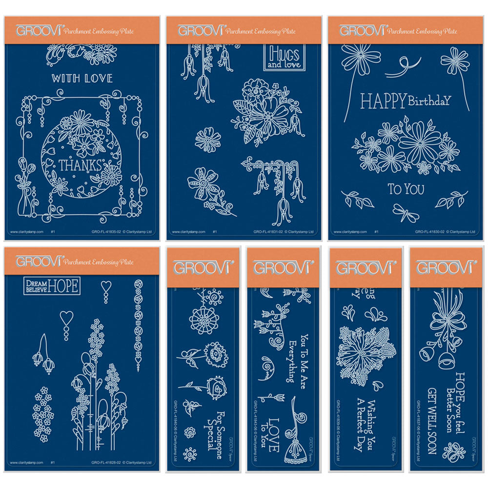 Tina's Springtime Flowers SET 1 : A6 + Spacers Groovi Plate Collection