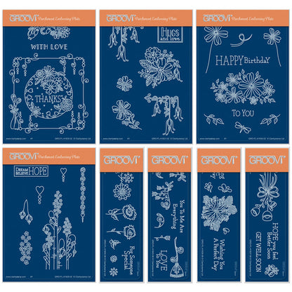 Tina's Springtime Flowers SET 1 : A6 + Spacers Groovi Plate Collection