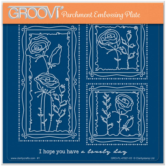 Barbara's SHAC Rose Floral Panels A5 Square Groovi Plate