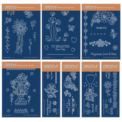 Tina's Springtime Flowers SET 2 : A6 + Spacers Groovi Plate Collection