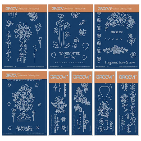 Tina's Springtime Flowers SET 2 : A6 + Spacers Groovi Plate Collection