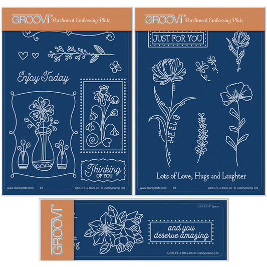 Tina's Springtime Flowers Celebrate Your Day  A6  + Spacer Groovi Plate Set