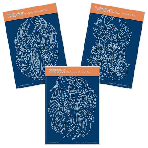 Dragon, Phoenix & Unicorns A6 Groovi Plate Trio