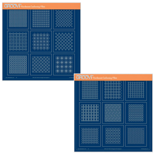 Josie's Diagonal & Straight Embossed Patterns 3 A4 Square Groovi Plate Duo