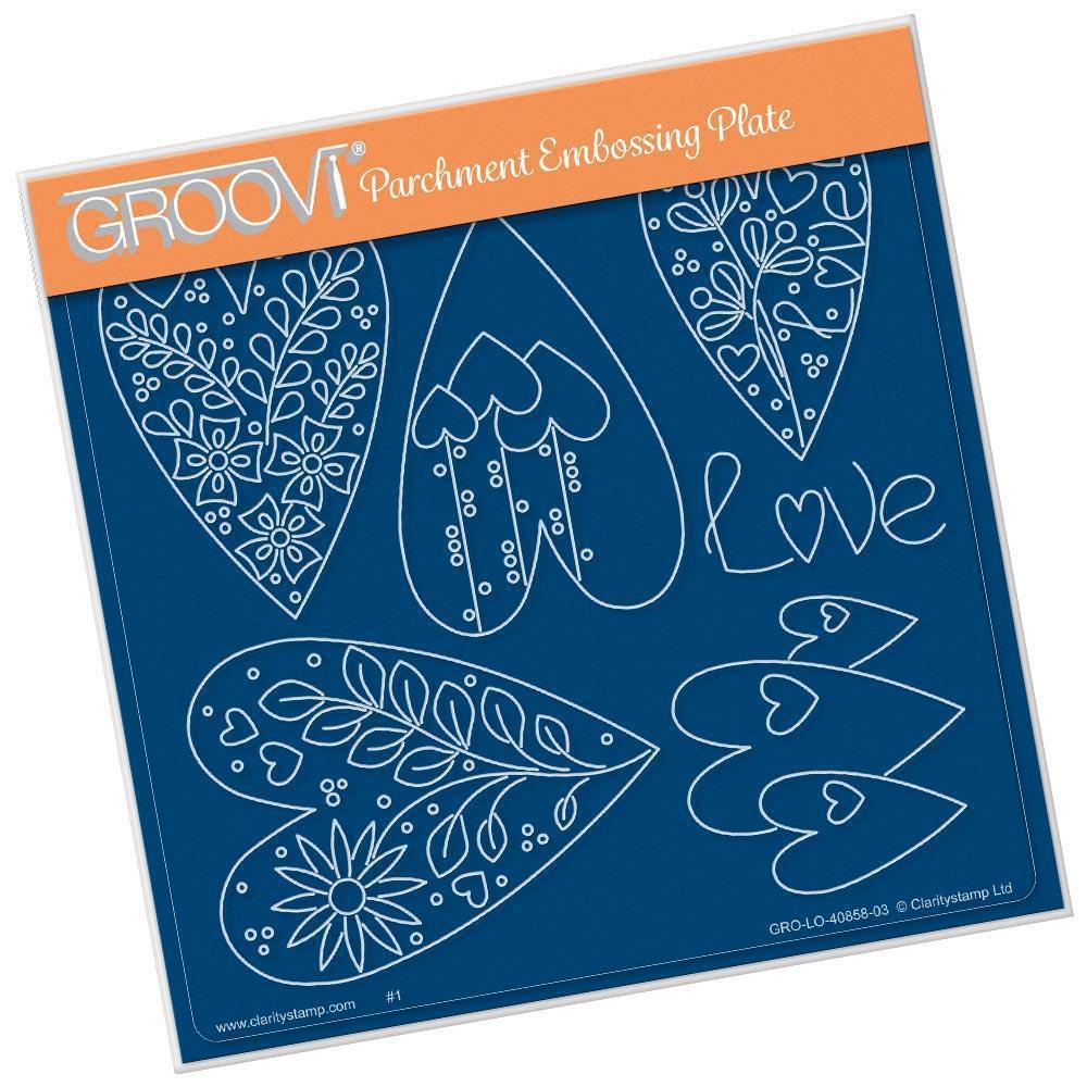 Tina's Doodle Love Hearts A5 Square Groovi Plate
