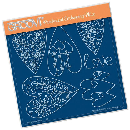 Tina's Doodle Love Hearts A5 Square Groovi Plate