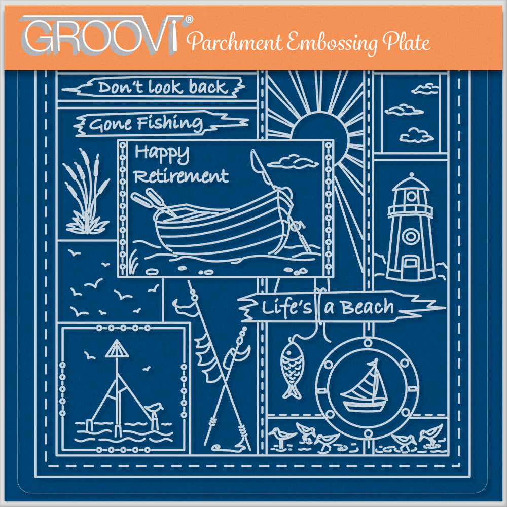 Linda's Happy Retirement - Easy Layout A5 Square Groovi Plate (Set 2)