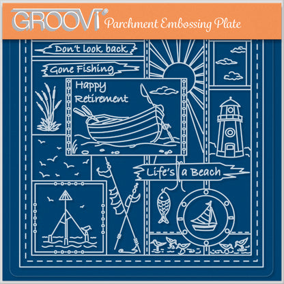 Linda's Happy Retirement - Easy Layout A5 Square Groovi Plate (Set 2)
