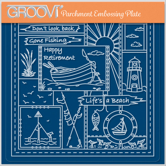 Linda's Happy Retirement - Easy Layout A5 Square Groovi Plate (Set 2)