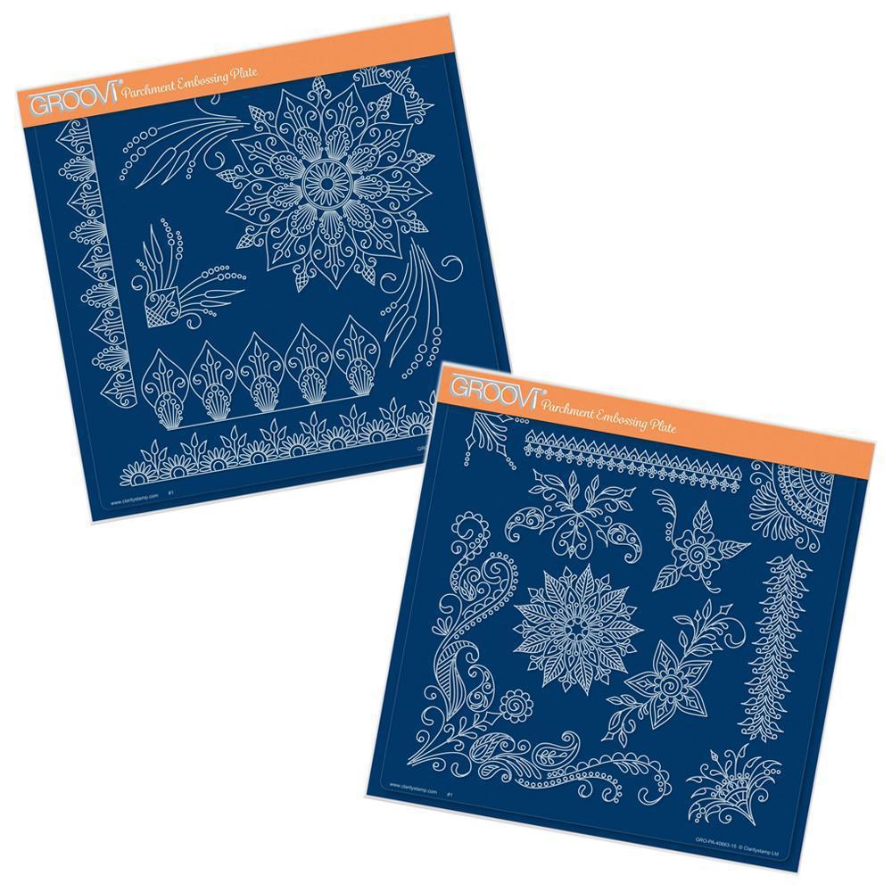 Tina's Henna Corners 1 & 2 A4 Square Groovi Plate Set