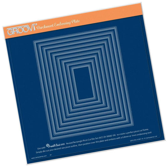 Nested Rectangles Picot Cut A4 Square Groovi Plate