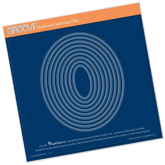 Nested Ovals Picot Cut A4 Square Groovi Plate