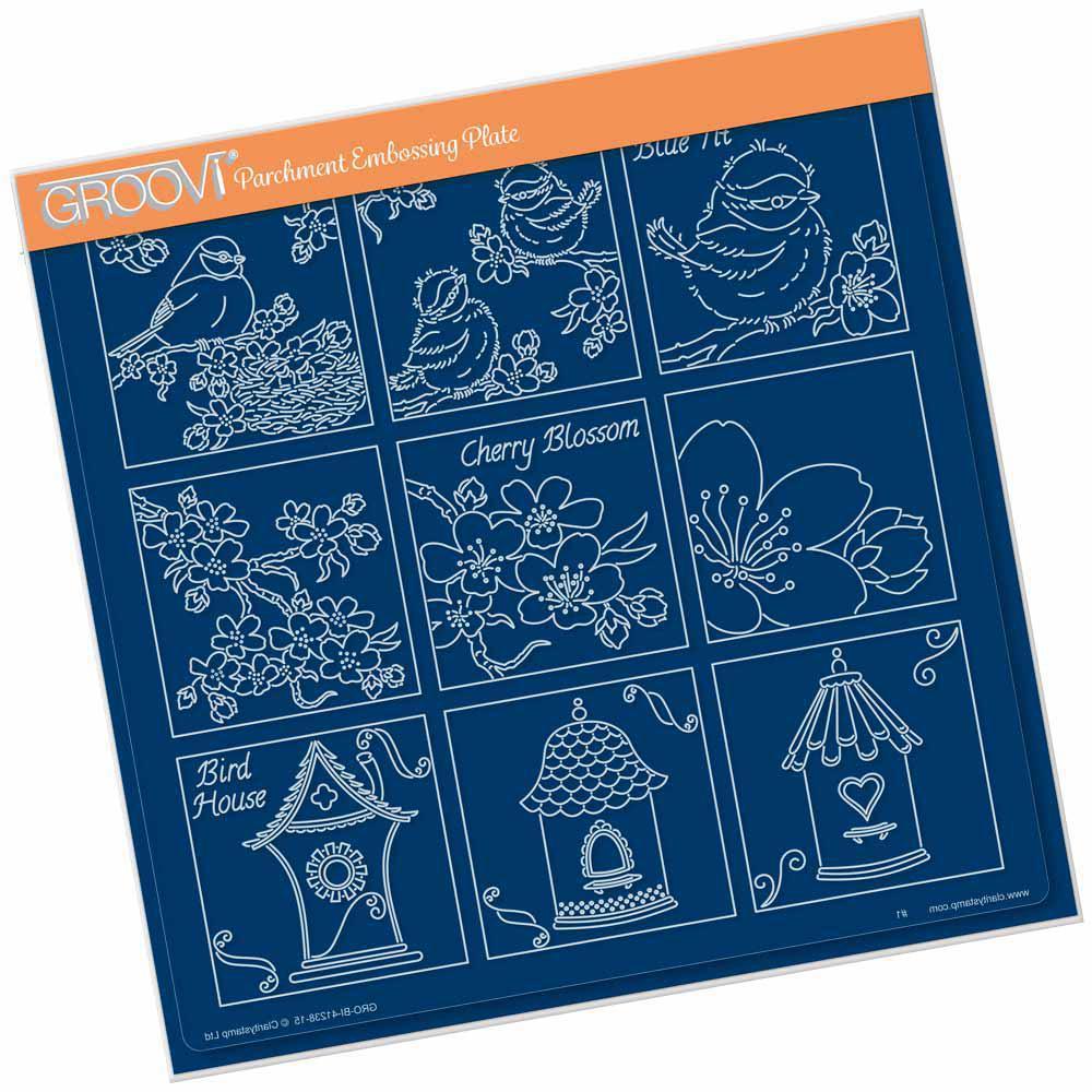 Linda's 123 - Blue Tits A4 Square Groovi Plate