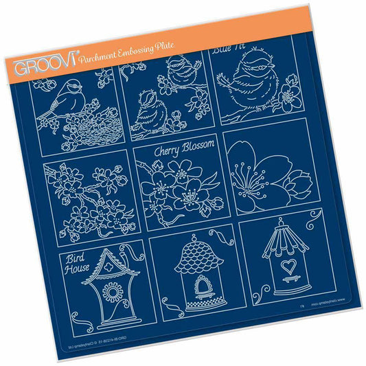 Linda's 123 - Blue Tits A4 Square Groovi Plate