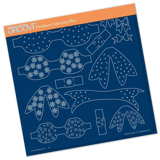 Linda's Embroidery 3D Bows A4 Square Groovi Plate