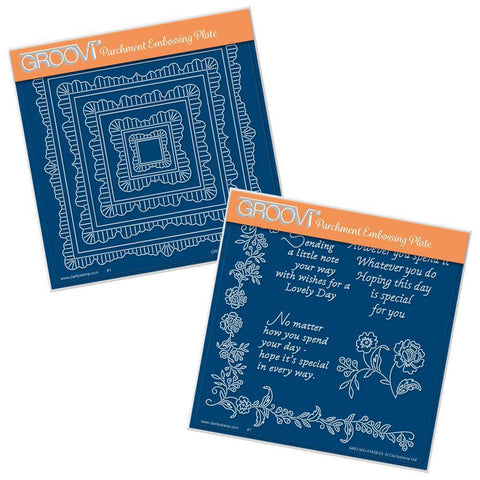 Linda's Square Doily Frames & Special Day Sentiments A5 Square Groovi Plate Duo