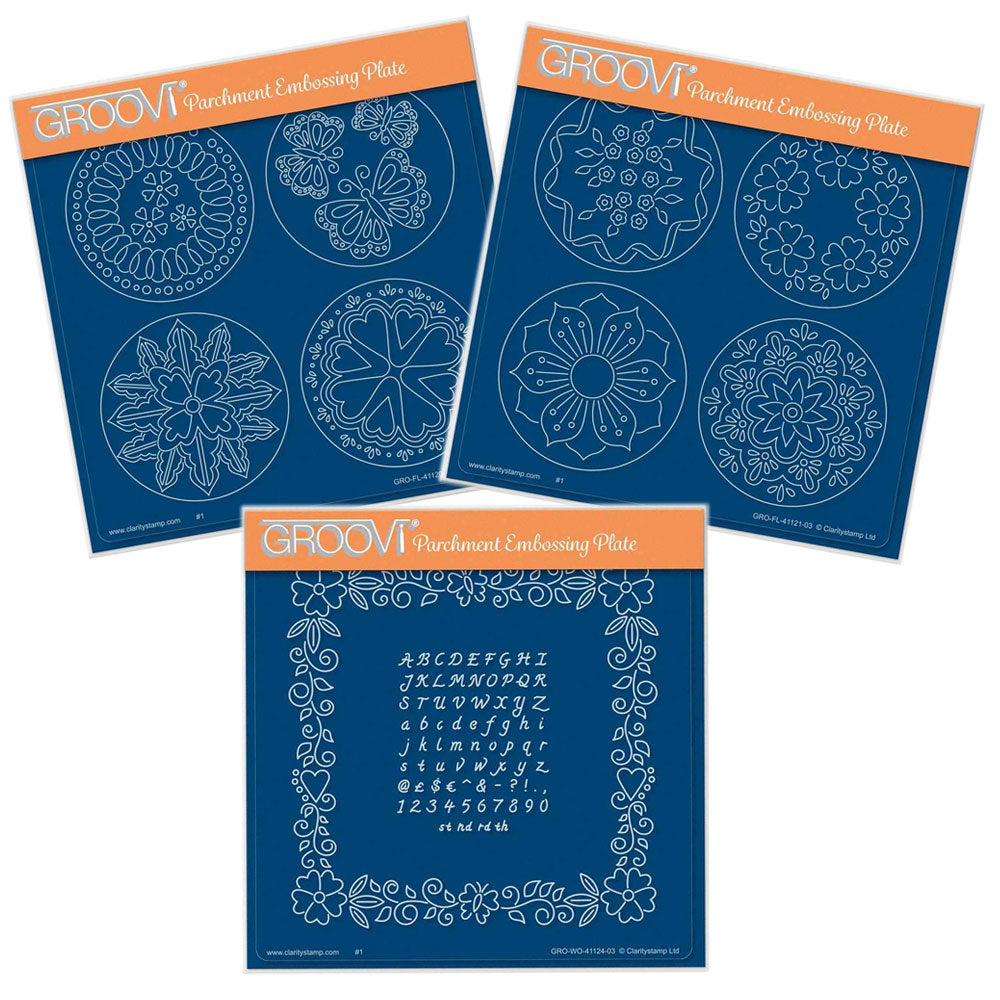 Josie's Parchment Trading Coins & Frame A5 Square Groovi Plate Trio