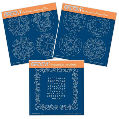 Josie's Parchment Trading Coins & Frame A5 Square Groovi Plate Trio