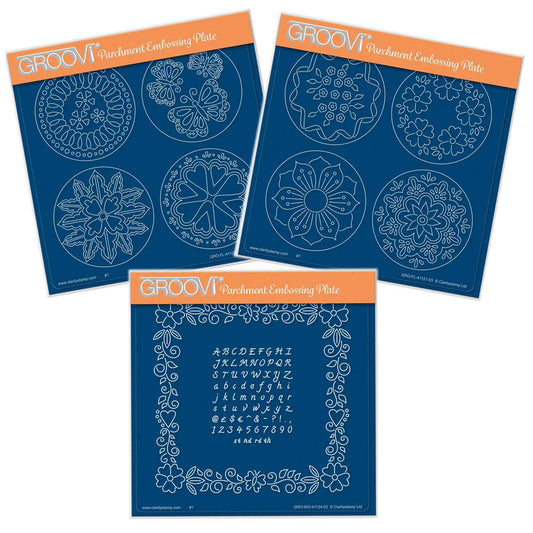 Josie's Parchment Trading Coins & Frame A5 Square Groovi Plate Trio