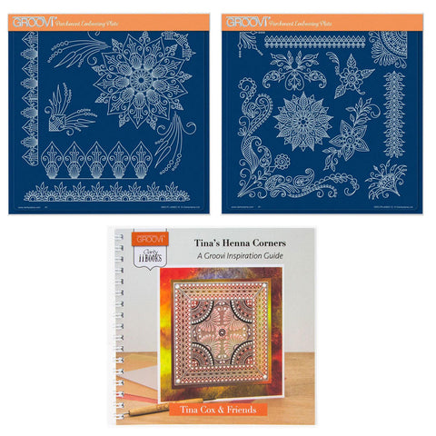 Tina's Small Henna Corners A5 Square Groovi Plate Collection & Book