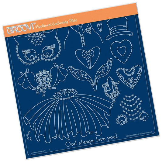 Linda's Wedding Owl Accessories A4 Square Groovi Tem-plate