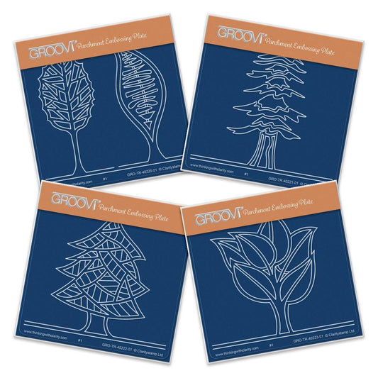 Abstract Trees A6 Square Groovi Baby Plate Set