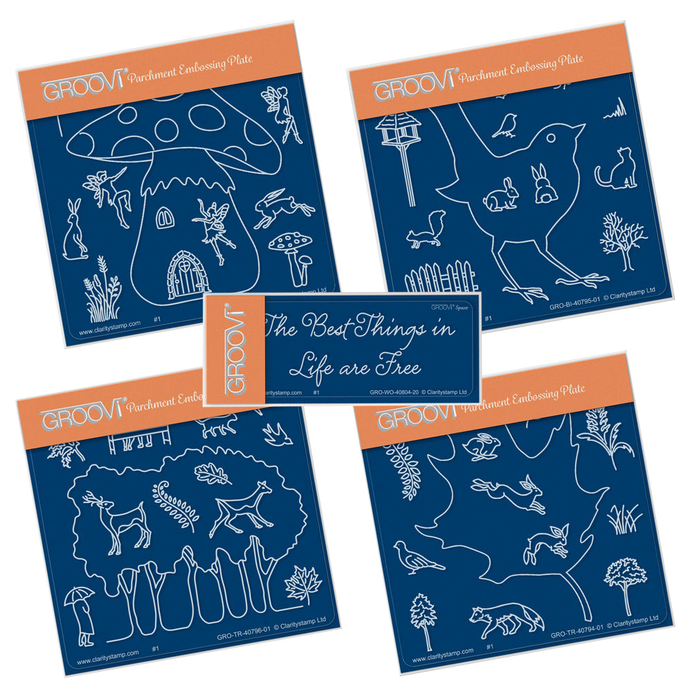 Woodland Quartet & Spacer A6 Square Groovi Plate Set