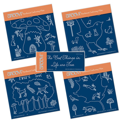 Woodland Quartet & Spacer A6 Square Groovi Plate Set