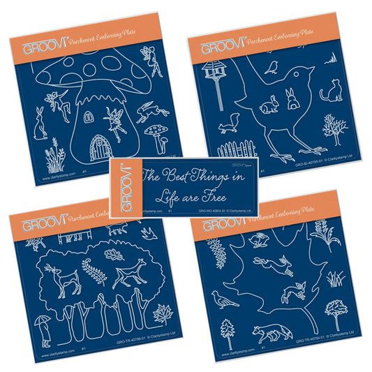 Woodland Quartet & Spacer A6 Square Groovi Plate Set