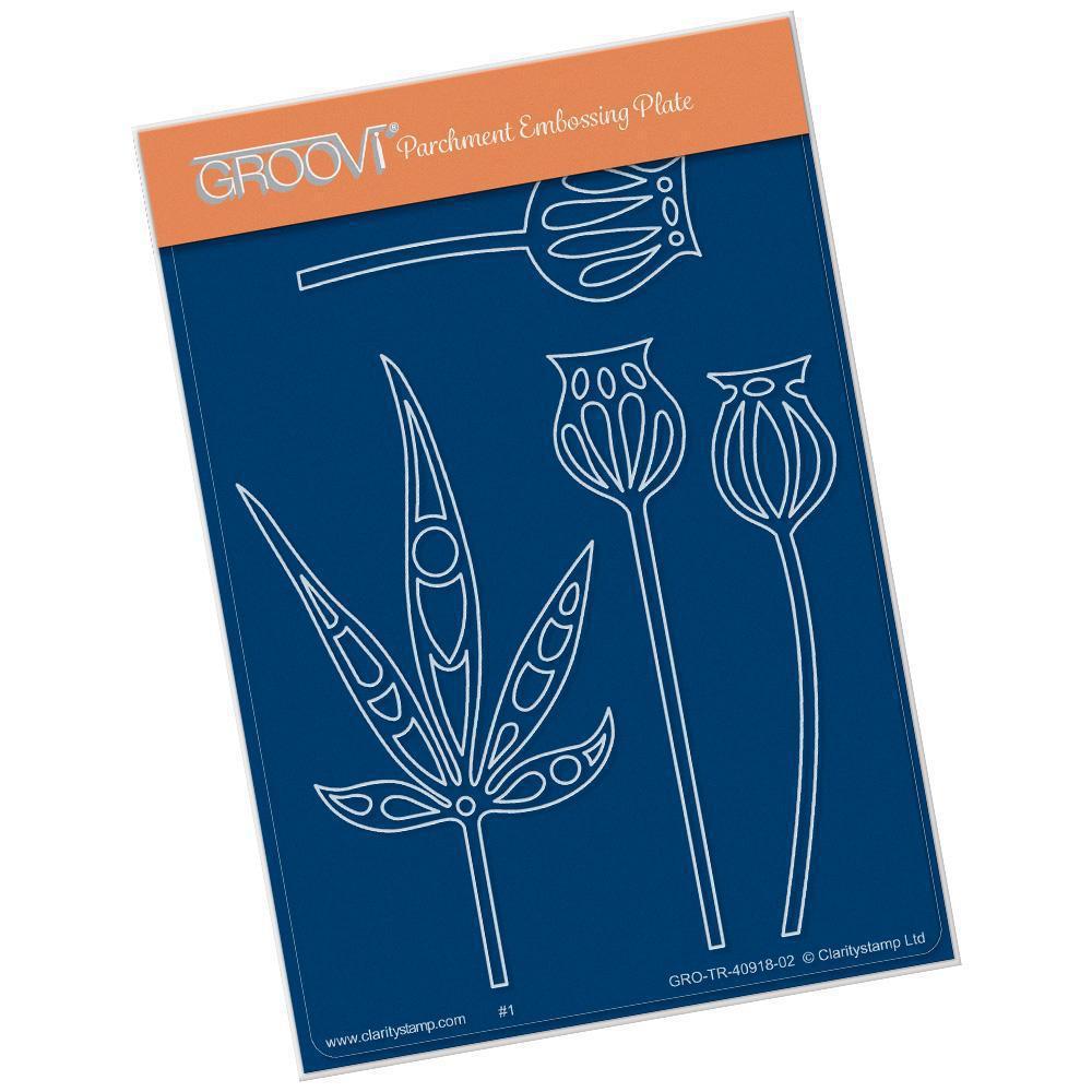 Funky Seed Heads & Leaves A6 Groovi Plate