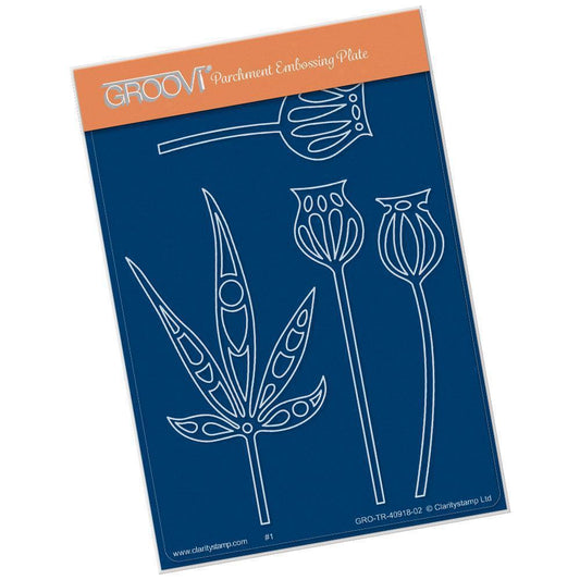 Funky Seed Heads & Leaves A6 Groovi Plate