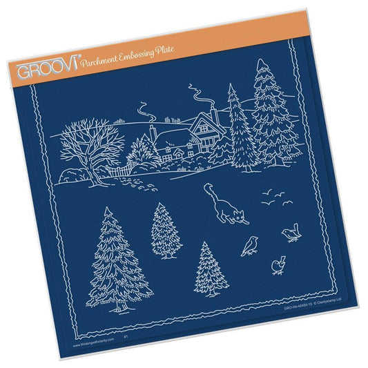 Jayne's Winter Scene - Cat A4 Square Groovi Plate