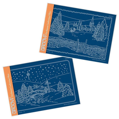 Jayne's Winter Scenes - Bridge & Church A5 Groovi Plate Set