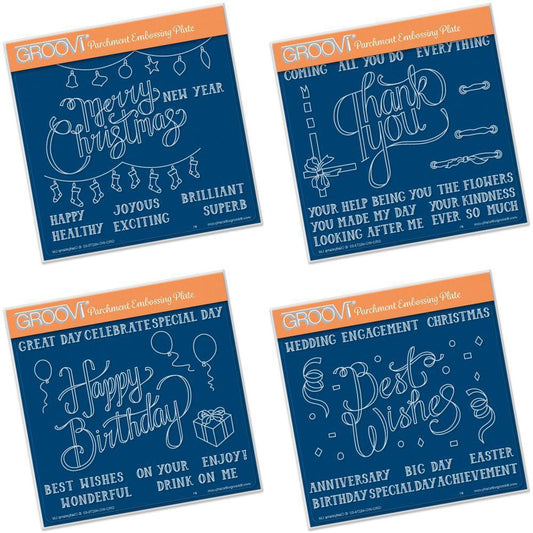 Ribbon Sentiments A5 Square Groovi Plate Set