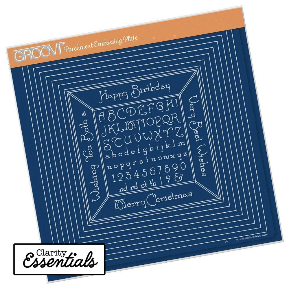 Nested Squares Extension & Alphabet Frame A4 Square Groovi Plate